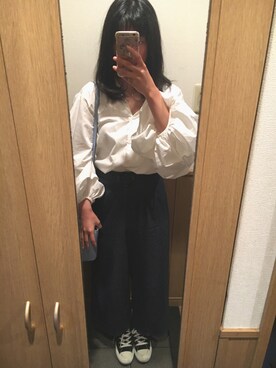 「& chouette（アンドシュエット）のアイテム（トートバッグ）」を使った、もえさん（レディース・158cm）の春コーディネート