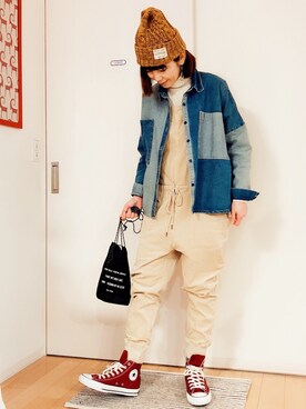 「knock through abstraction（ノックスルーアブストラクション）のアイテム（バッグ）」を使った、ひろさん（レディース・166cm）の冬コーディネート