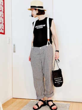 「knock through abstraction（ノックスルーアブストラクション）のアイテム（バッグ）」を使った、ひろさん（レディース・166cm）の夏コーディネート