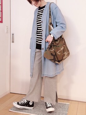 「MASTER&Co（マスターアンドコー）のアイテム（ショルダーバッグ）」を使った、ひろさん（レディース・166cm）の春コーディネート