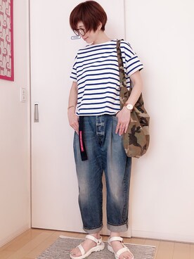「MASTER&Co（マスターアンドコー）のアイテム（ショルダーバッグ）」を使った、ひろさん（レディース・166cm）の夏コーディネート
