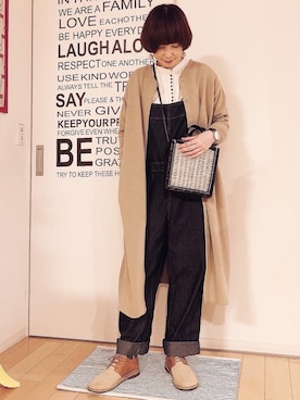 「CALINER（カリネ）のアイテム（オールインワン・サロペット）」を使った、ひろさん（レディース・166cm）の秋コーディネート