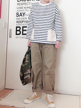 「MASTER&Co（マスターアンドコー）のアイテム（ショルダーバッグ）」を使った、ひろさん（レディース・166cm）の春コーディネート
