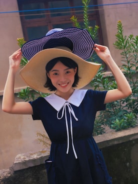 「CHEESEのアイテム」を使った、牧还以さん（レディース・160cm）の冬コーディネート
