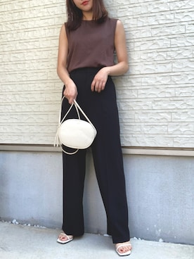 「ブラウン×ブラック」｜「アイテム（サンダル）」を使った、wkn_a.wear114さん（レディース・159cm）の夏コーディネート