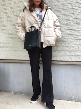 「韓国風コーデ」｜「アイテム（ダウンジャケット/コート）」を使った、wkn_a.wear114さん（レディース・158cm）の冬コーディネート