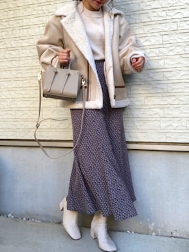 「tiptop（ティップトップ）のアイテム（ムートンコート）」を使った、wkn_a.wear114さん（レディース・158cm）の冬コーディネート