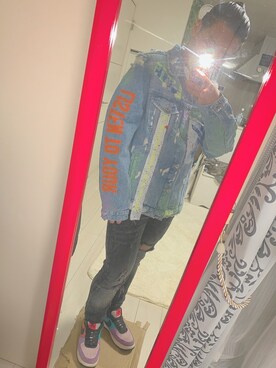 「AIR FORCE 1」｜「アイテム（デニムジャケット）」を使った、Ryoyaさん（メンズ・162cm）の冬コーディネート