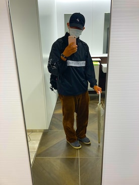 「BRIXTON（ブリクストン）のアイテム（パンツ）」を使った、HIR0MU.さん（メンズ・173cm）の秋コーディネート