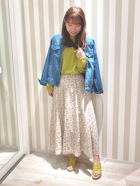 「DRESKIP（ドレスキップ）のアイテム（デニムジャケット）」を使った、shionさん（レディース・162cm）の春コーディネート