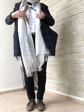 「UNIQLO（ユニクロ）のエクストラファインメリノリブタートルネックセーター（長袖）（ニット/セーター）」を使った、isoさん（レディース・155cm）の冬コーディネート