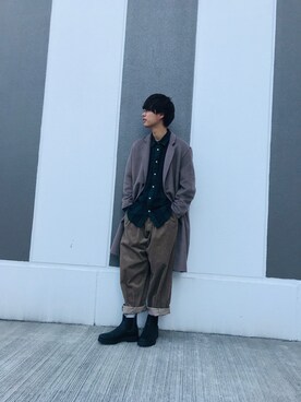 「SENSE OF PLACE by URBAN RESEAR」｜「アイテム（チェスターコート）」を使った、マルコさん（メンズ・175cm）の冬コーディネート