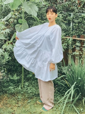 「H&M（エイチ・アンド・エム）のアイテム（ワンピース）」を使った、清水こづえさん（レディース・164cm）の夏コーディネート
