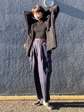 「UNIQLO（ユニクロ）のエクストラファインメリノリブタートルネックセーター（長袖）（ニット/セーター）」を使った、清水こづえさん（レディース・164cm）の冬コーディネート