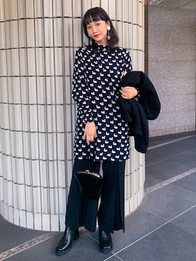 「mici（ミチ）のアイテム（その他アウター）」を使った、清水こづえさん（レディース・164cm）の冬コーディネート