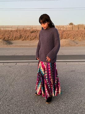 「mici（ミチ）のアイテム」を使った、清水こづえさん（レディース・164cm）の冬コーディネート