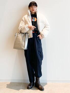「ECRIRE（エクリール）のアイテム（その他アウター）」を使った、清水こづえさん（レディース・164cm）の冬コーディネート