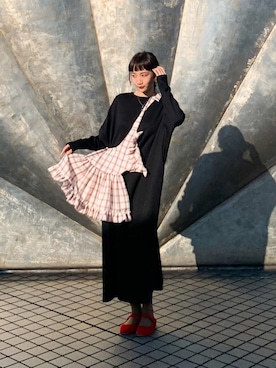 「Libra Cue（リブラ キュー）のアイテム（ワンピース/ドレス）」を使った、清水こづえさん（レディース・164cm）の冬コーディネート