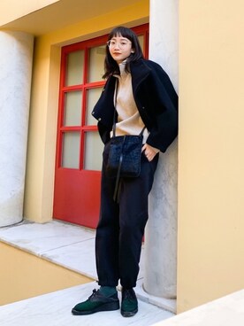 「mici（ミチ）のアイテム（その他アウター）」を使った、清水こづえさん（レディース・164cm）の冬コーディネート