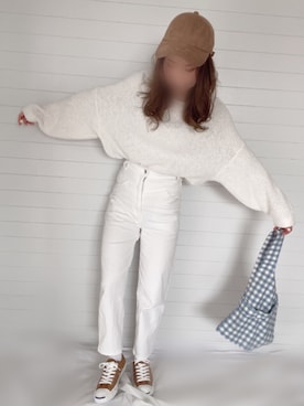 「H&M（エイチ・アンド・エム）のアイテム（その他パンツ、ホワイト系）」を使った、fullmoonさん（レディース・157cm）の春コーディネート