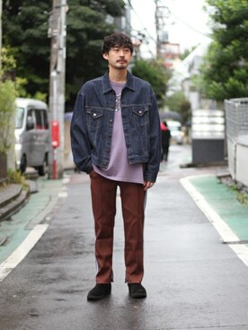 「WISM（ウィズム）のアイテム」を使った、小倉さん（メンズ・183cm）の秋コーディネート