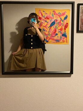 「MILKFED.（ミルクフェド）のアイテム（ワンピース、ブラウン系）」を使った、マカロニさん（レディース・160cm）の秋コーディネート