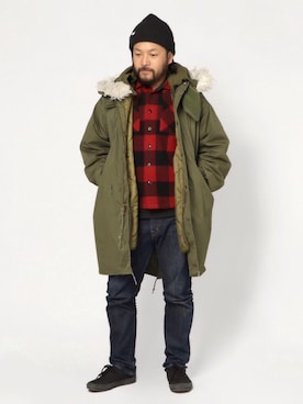 「通勤コーデ」｜「アイテム（モッズコート）」を使った、ぶっこみ隊長さん（メンズ・173cm）の春コーディネート