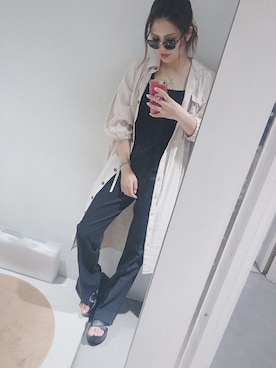 「RETRO GIRL（レトロガール）のタックセミフレアパンツ（その他パンツ）」を使った、NONさん（レディース・158cm）の夏コーディネート