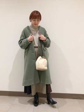 「POU DOU DOU（プードゥドゥ）のアイテム（その他アウター）」を使った、はがさん（レディース・157cm）の秋コーディネート