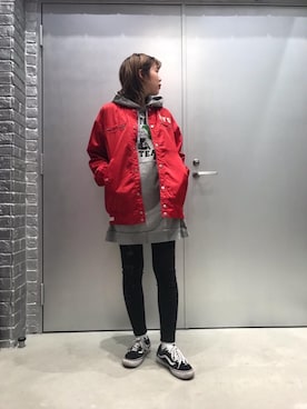 「パーカーワンピ」｜「アイテム（ワンピース/ドレス）」を使った、hys006さん（レディース・160cm）の冬コーディネート