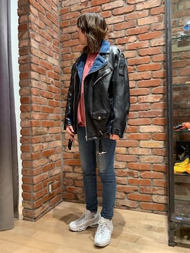 「パンクコーデ」｜「アイテム（ライダースジャケット）」を使った、hys006さん（レディース・160cm）の冬コーディネート