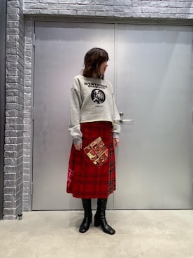 「パンクコーデ」｜「アイテム（スウェット）」を使った、hys006さん（レディース・160cm）の冬コーディネート
