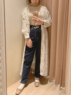 「ガウン」｜「アイテム（バレエシューズ）」を使った、ヤマグチさん（レディース・157cm）の春コーディネート