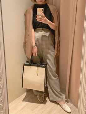 「natural couture（ナチュラルクチュール）のアイテム（ノーカラージャケット）」を使った、ヤマグチさん（レディース・157cm）の夏コーディネート