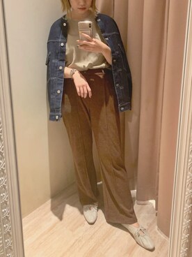 「シースルー」｜「アイテム（デニムジャケット）」を使った、ヤマグチさん（レディース・157cm）の秋コーディネート