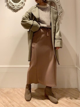「秋のカフェオレコーデ」｜「アイテム（その他アウター）」を使った、ヤマグチさん（レディース・157cm）の秋コーディネート