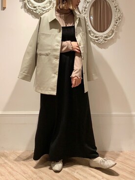 「一押しのアウタースタイル」｜「アイテム（ワンピース/ドレス）」を使った、ヤマグチさん（レディース・157cm）の秋コーディネート