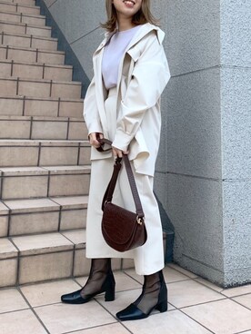 「春めきシューズ」｜「アイテム（その他アウター）」を使った、ヤマグチさん（レディース・157cm）の春コーディネート