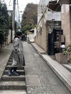 「アイテム（ステンカラーコート）」を使った、kkp5さん（メンズ・168cm・20代）の冬コーディネート