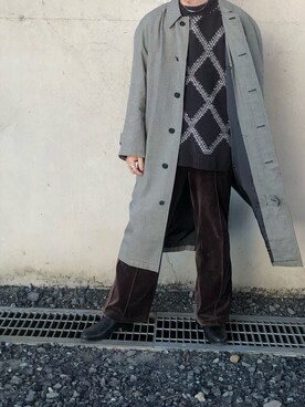 「アイテム（ステンカラーコート）」を使った、kkp5さん（メンズ・168cm・20代）の冬コーディネート