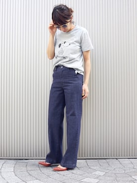 「SNOOPY（スヌーピー）のアイテム」を使った、matsucoさん（レディース・163cm）の春コーディネート