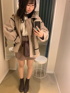 「秋のカフェオレコーデ」｜「アイテム（その他アウター）」を使った、ゐゆさん（レディース・161cm）の秋コーディネート
