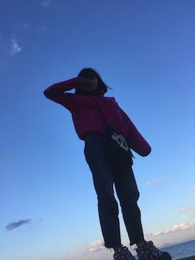 「THE NORTH FACE（ザノースフェイス）のアイテム（その他トップス、ピンク系）」を使った、NAPONBOO さん（レディース・157cm）の春コーディネート