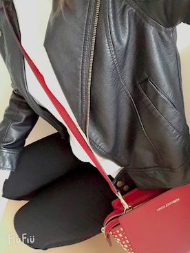 「NICE CLAUP（ナイスクラップ）のアイテム（ライダースジャケット）」を使った、Saku🌷︎骨格ストレートさん（レディース・158cm）の春コーディネート