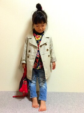 「お散歩」｜「アイテム（チュニック）」を使った、葵つんさん（キッズ・90cm）の冬コーディネート