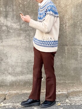 「CABANE de ZUCCa（カバンドズッカ）のアイテム（トップス）」を使った、junyaさん（メンズ・175cm）の秋コーディネート
