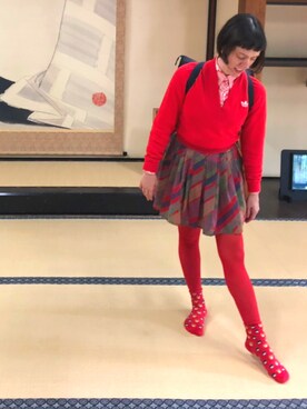 「red」｜「アイテム（スウェット）」を使った、brandynicoleeasterさん（レディース・163cm）の秋コーディネート