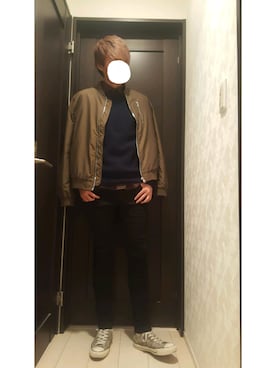 「H&M（エイチ・アンド・エム）のアイテム（MA-1）」を使った、KAICKさん（メンズ・178cm）の秋コーディネート