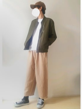 「H&M（エイチ・アンド・エム）のアイテム（MA-1）」を使った、KAICKさん（メンズ・178cm）の秋コーディネート