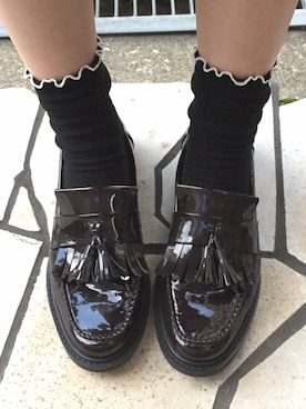 「LOWRYS FARM（ローリーズファーム）のタッセルローファー　801003（ローファー、ブラウン系）」を使った、りんごあめさん（レディース・168cm）の秋コーディネート